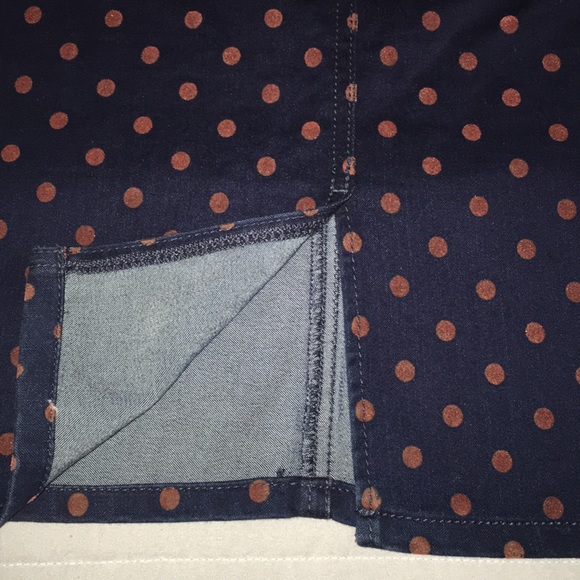 Polka Dot Pencil Denim Skirt - Picture 3 of 8